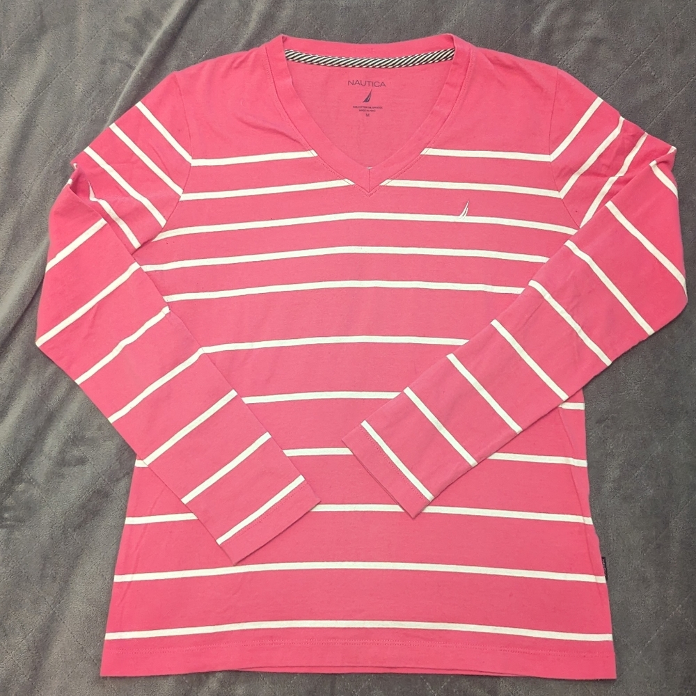 Nautica Cotton V-Neck Tee, Medium